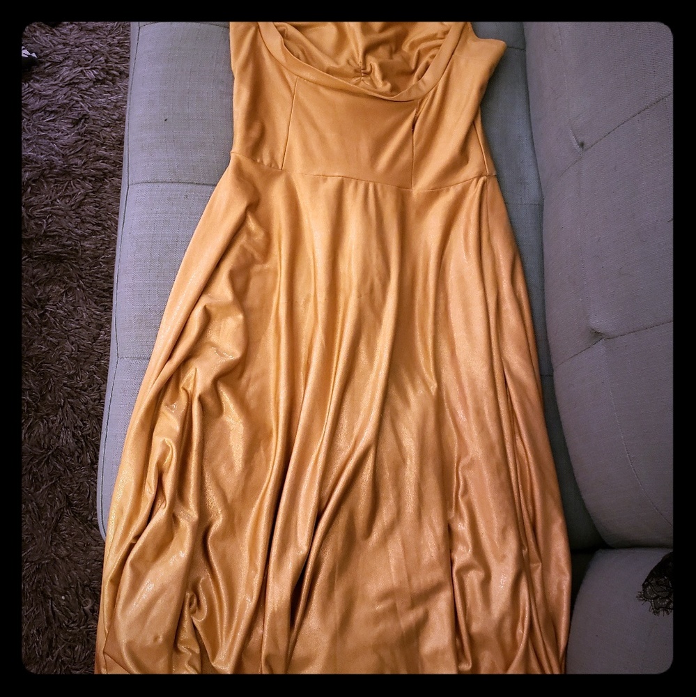 Whirling Turban Gold Lamé Sweetheart Swing Dress